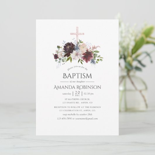 ブルゴーニュと赤面フローラバプテスマまたは《キリスト教》洗礼式や命名式 招待状 (スタンド正面)