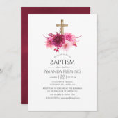 ブルゴーニュと赤面フローラバプテスマまたは《キリスト教》洗礼式や命名式 招待状 (正面/裏面)