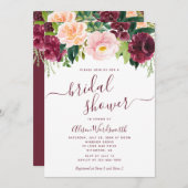 ブルゴーニュと赤面フローラブライダルシャワー 招待状 (正面/裏面)