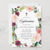 ブルゴーニュと赤面フローラリース秋確認 招待状 (正面)