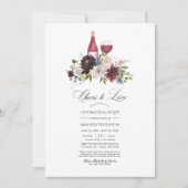 ブルゴーニュと赤面フローラワインお祝いの生活 招待状 (正面)