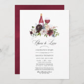 ブルゴーニュと赤面フローラワインお祝いの生活 招待状 (正面/裏面)