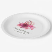 ブルゴーニュと赤面フローラ感謝祭パーティー ペーパープレート (アングル)