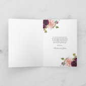 ブルゴーニュと赤面フローラ結婚の写真ありがとう サンキューカード (内部)