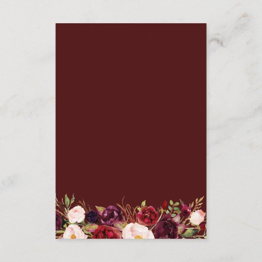 ブルゴーニュと赤面フローラ結婚の詳細カード エンクロージャーカード (裏面)