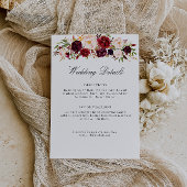 ブルゴーニュと赤面フローラ結婚の詳細カード エンクロージャーカード