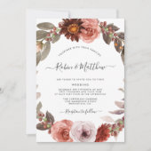 ブルゴーニュと赤面フローラ結婚リース 招待状 (正面)