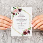 ブルゴーニュと赤面フローラ結婚式招待状 招待状