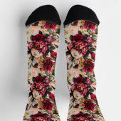 ブルゴーニュと赤面フローラ ソックス (上部)