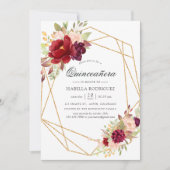 ブルゴーニュと赤面ボホジオメトリックキンセアニラ 招待状 (正面)