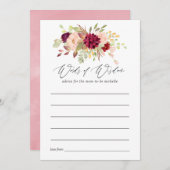 ブルゴーニュと赤面ボホベイビーシャワーママアドバイス アドバイスカード (正面/裏面)