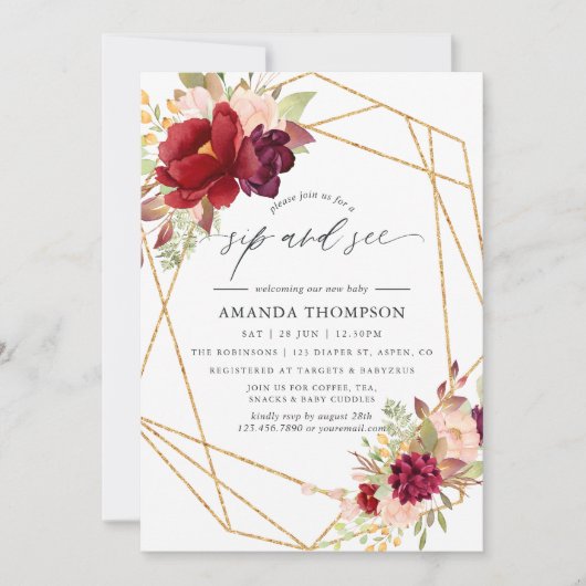 ブルゴーニュと赤面ボホ幾何学園区と参照 招待状 (正面)