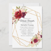 ブルゴーニュと赤面ボホ幾何学的バーチャルシャワー 招待状 (正面)