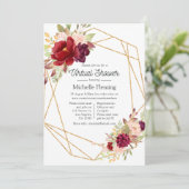 ブルゴーニュと赤面ボホ幾何学的バーチャルシャワー 招待状 (スタンド正面)