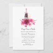 ブルゴーニュと赤面ポップ・アートのフィズクリンクブライダルシャワー 招待状 (正面)