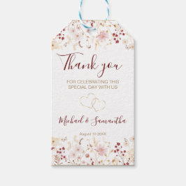 ブルゴーニュと赤面ワイルドフラワー結婚ズ ギフトタグ