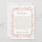 ブルゴーニュと赤面ワイルドフラワー結婚ズ サンキューカード (正面)