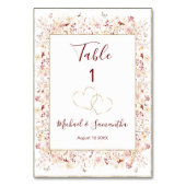 ブルゴーニュと赤面ワイルドフラワー結婚ズ テーブルナンバー (裏面)