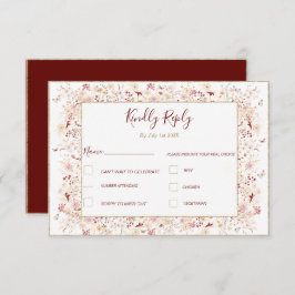 ブルゴーニュと赤面ワイルドフラワー結婚ズ 出欠カード