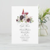 ブルゴーニュと赤面ワインをテーマにしたカップルのシャワー 招待状 (スタンド正面)