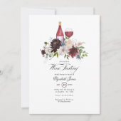 ブルゴーニュと赤面ワインをテーマにしたブライダルシャワー 招待状 (正面)