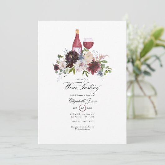 ブルゴーニュと赤面ワインをテーマにしたブライダルシャワー 招待状 (スタンド正面)