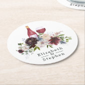 ブルゴーニュと赤面ワインをテーマ結婚にした ラウンドペーパーコースター (アングル)