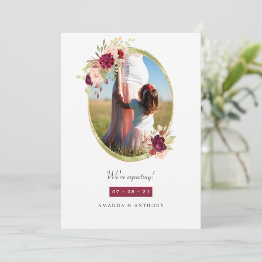 ブルゴーニュと赤面幾何学フローラ妊娠 案内状 (スタンド正面)