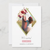 ブルゴーニュと赤面幾何学妊娠写真 案内状 (正面)