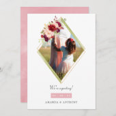 ブルゴーニュと赤面幾何学妊娠写真 案内状 (正面/裏面)