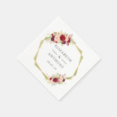 ブルゴーニュと赤面幾何学結婚フローラ スタンダードカクテルナプキン (角)