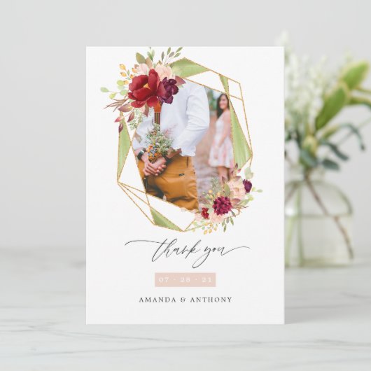 ブルゴーニュと赤面幾何結婚の写真 サンキューカード (スタンド正面)