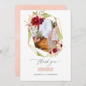 ブルゴーニュと赤面幾何結婚の写真 サンキューカード (正面/裏面)