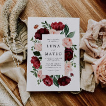 ブルゴーニュと赤面水彩フローラ写真結婚の