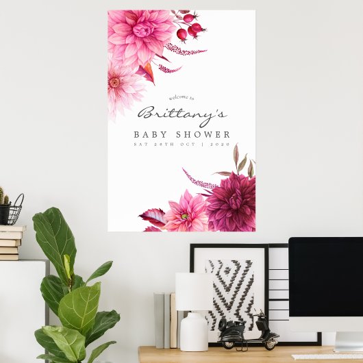 ブルゴーニュと赤面秋の赤ちゃんシャワーへようこそ ポスター (ホームオフィス)