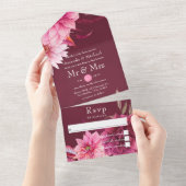 ブルゴーニュと赤面秋秋の結婚式オールインワン オールインワン招待状 (貼ってはがせる)