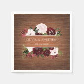 ブルゴーニュと赤面素朴フローラ結婚ズ スタンダードカクテルナプキン (正面)