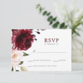 ブルゴーニュと赤面結婚フローラの応答カード 出欠カード (スタンド正面)