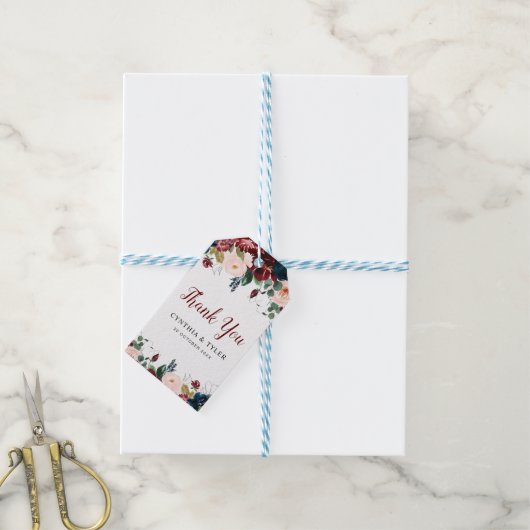 ブルゴーニュと赤面結婚フローラ ギフトタグ (より糸付き)