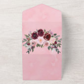 ブルゴーニュと赤面絵を描ピンク結婚牡丹の全て オールインワン招待状 (外側)