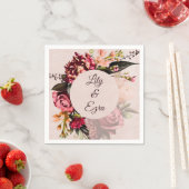 ブルゴーニュと赤面花模様カスタム秋の結婚式 スタンダードカクテルナプキン (インサイチュ)