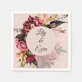 ブルゴーニュと赤面花模様カスタム秋の結婚式 スタンダードカクテルナプキン (正面)