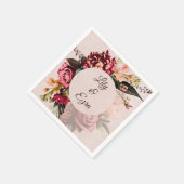 ブルゴーニュと赤面花模様カスタム秋の結婚式 スタンダードカクテルナプキン (角)