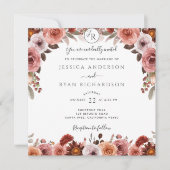 ブルゴーニュと赤面、エレガントフローラ結婚ズ 招待状 (正面)