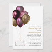 ブルゴーニュと金ゴールドのベビー又はブライダルシャワーによる郵便 招待状 (正面)