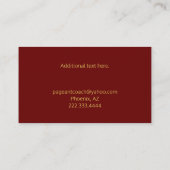 ブルゴーニュと金ゴールドのページコーチの名刺 名刺 (裏面)