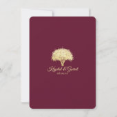 ブルゴーニュと金ゴールドの木と輝結婚き 招待状 (裏面)