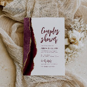 ブルゴーニュと金ゴールドの激動のカップルがシャワーを浴びる 招待状