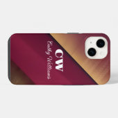 ブルゴーニュと金ゴールドの背景 iPhoneケース (裏面横)