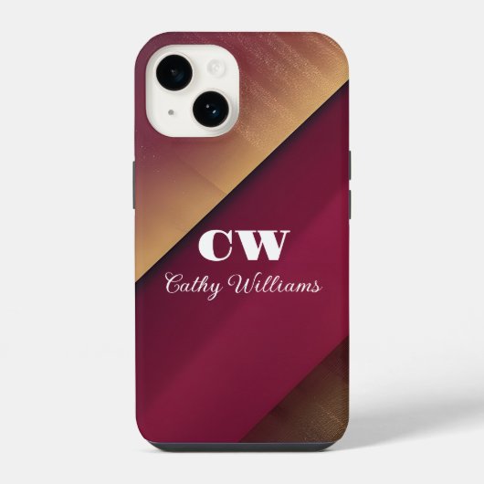 ブルゴーニュと金ゴールドの背景 iPhoneケース (裏面)